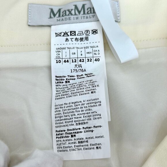 Maxmara Made In Italy Pleated Beige Sheep Wool Skirt L Size Grade A New With Tag - Picture 7 of 7